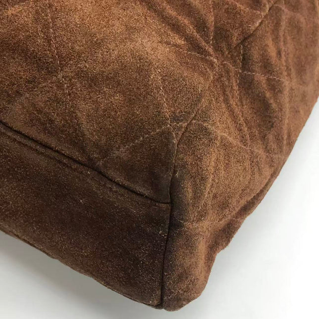 Chanel Vintage Kelly Brown Suede Leather Shoulder Bag Silver Hardware, 1996-1997
