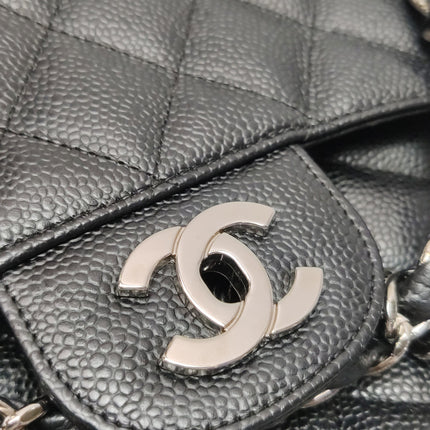 Chanel Classic Flap Jumbo Black Caviar Leather Single Flap Silver Hardware 2006-08