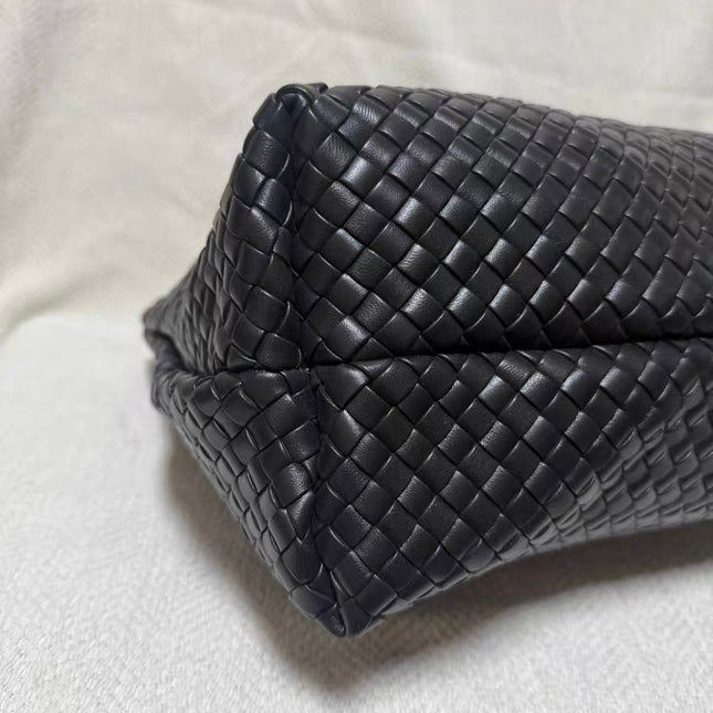 Bottega Veneta XXL Snap Tote Black Intrecciato Leather With Pouch