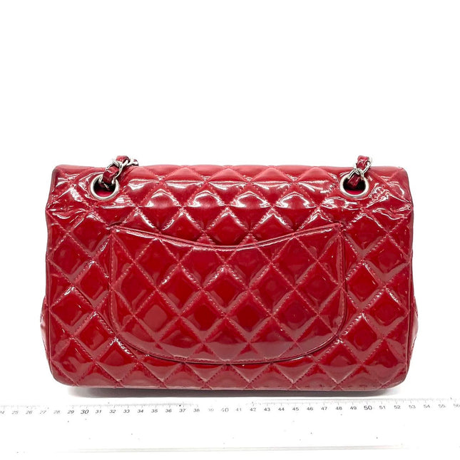 Chanel Classic Flap Medium 2011 Red Patent Leather Silver Hardware