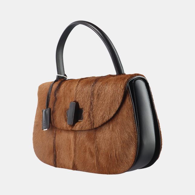 Sold Gucci Bamboo 1947 Top Handle Bag Leather Medium Brown Pony-style Calfskin Leather