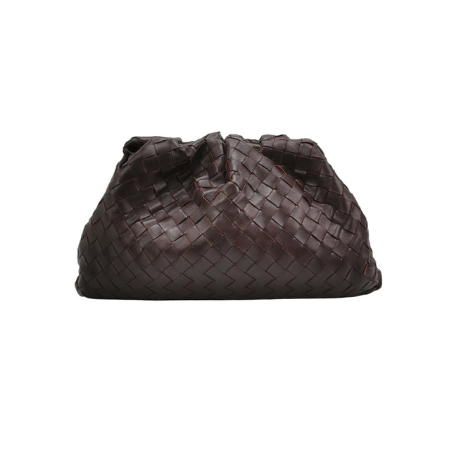 Bottega Veneta Pouch Large Intrecciato Wine Burgundy Calfskin Leather-Luxbags