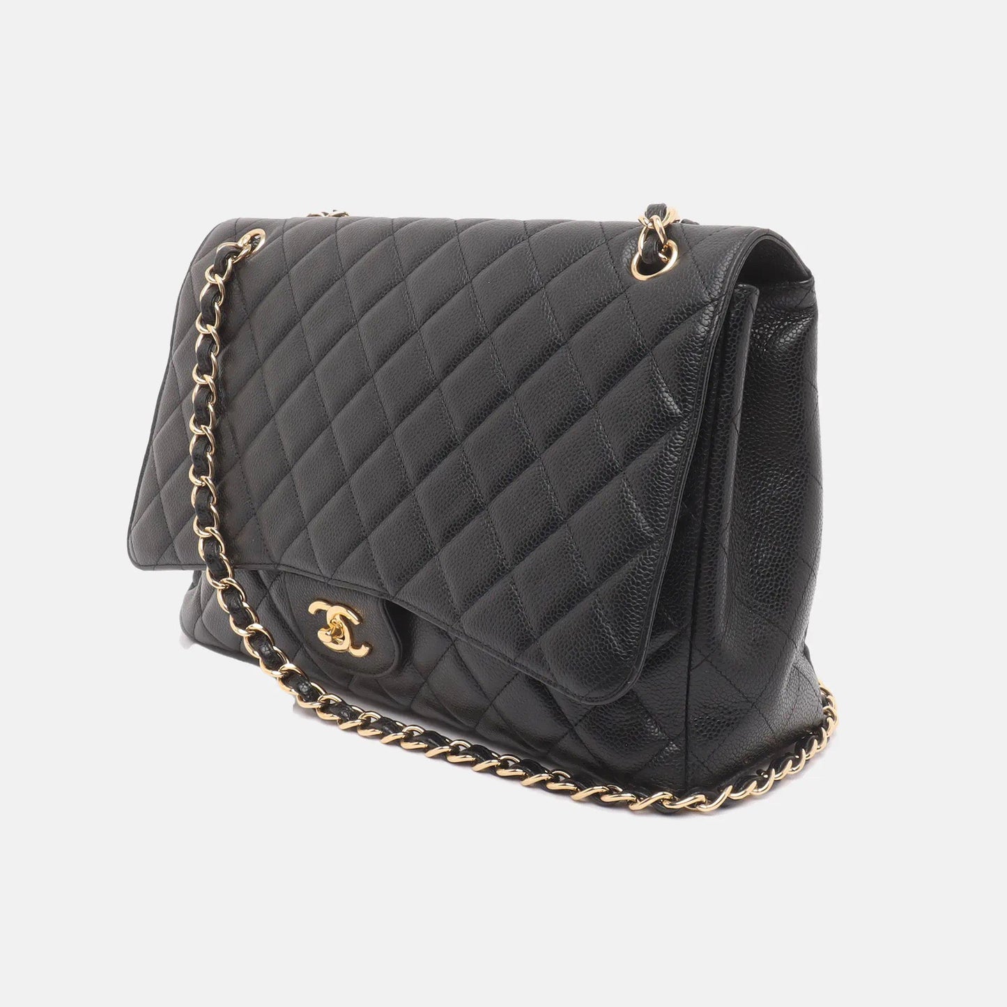 Sold Chanel Classic Flap Maxi 2009 Black Caviar Leather Single Flap with Gold Hardware