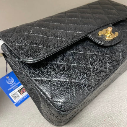 Chanel Classic Flap Medium Black Caviar Leather with 24k Gold Hardware, 2008-2009