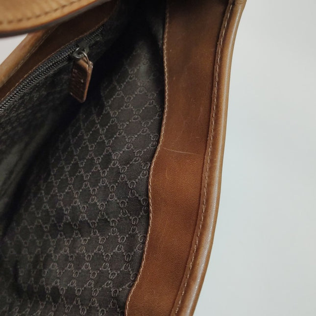 Gucci Jackie Vintage Medium Brown Leather Silver Hardware