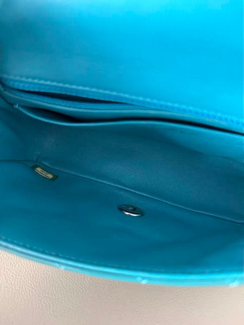 Chanel Classic Flap Rectangular Mini Blue Patent Leather Silver Hardware