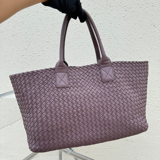 Sold Bottega Veneta Cabat Large Intreccio Leather Tote Bag Dark Lavender Purple 40-43cm