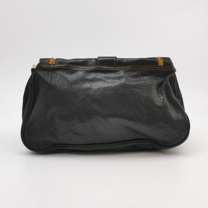 Dior Vintage Gaucho Large Black Leather Crossbody Bag