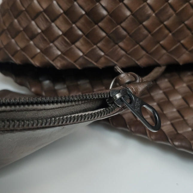 Bottega Veneta Cabat Tote Intreccio Leather Dark Chocolate Brown 44cm
