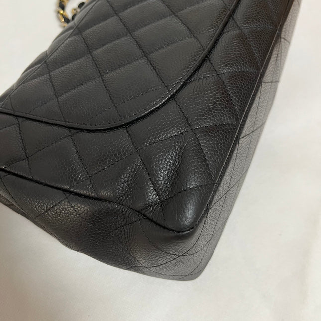 Chanel Classic Flap Jumbo 2009 Black Caviar Leather Single Flap Gold Hardware