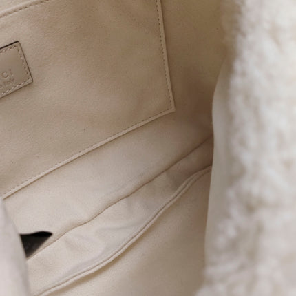 Gucci Jackie 1961 White Fluffy Shearling Bag Small