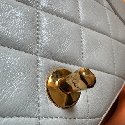 Chanel Diana CC Flap Bag Small Vintage White Lambskin Leather with 24k Gold HW, 1989-1991