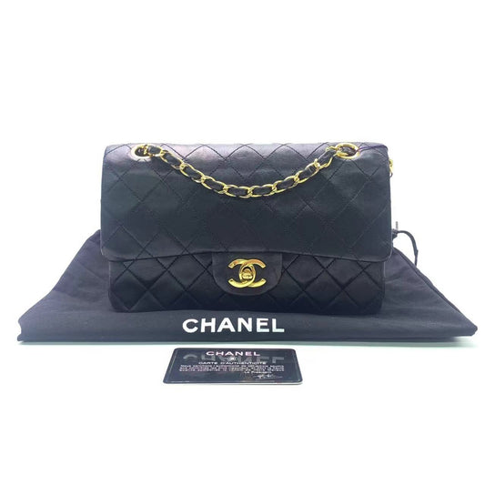 Chanel Classic Flap Small Black Lambskin Leather with 24k Gold Hardware-Luxbags