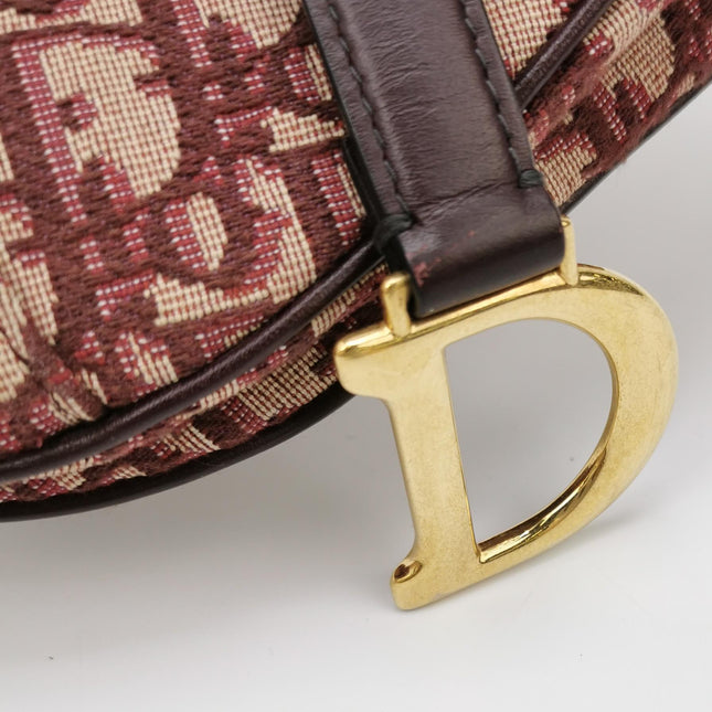 Dior Saddle Mini Burgundy Oblique Monogram Canvas with Strap