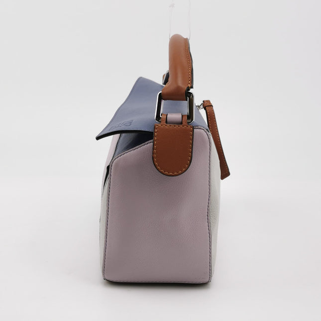 Loewe Puzzle Small Tricolor Purple Pink Grey Calfskin Leather Crossbody Bag