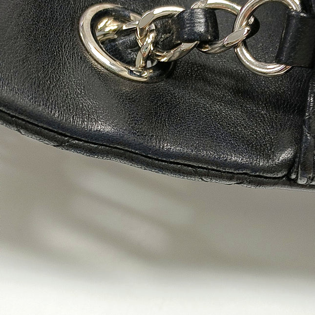 Chanel Classic Flap Mini 2014 Black Lambskin Camellia Charms Silver Hardware