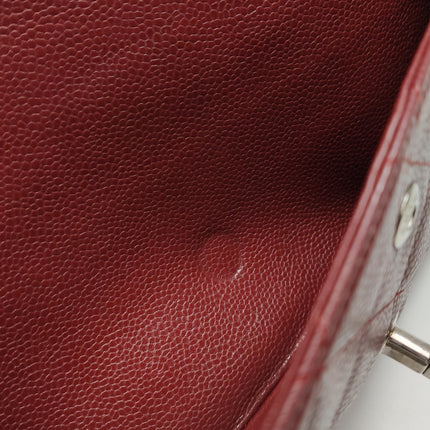 Chanel Classic Flap Jumbo Dark Red Caviar Leather Double Flap Silver Hardware