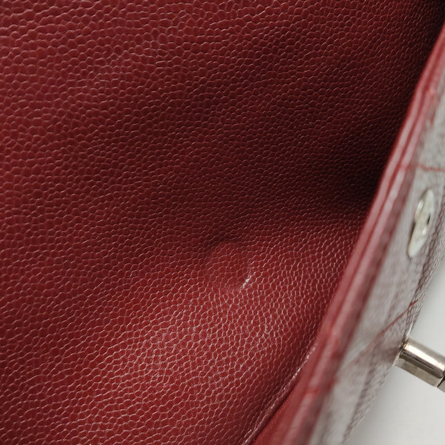 Chanel Classic Flap Jumbo Dark Red Caviar Leather Double Flap Silver Hardware