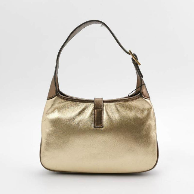Sold Gucci Jackie Vintage Mini Gold Lambskin Leather Brown Calfskin Leather