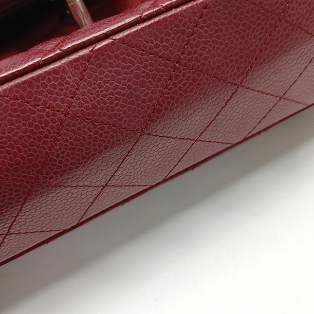 Chanel Classic Flap Medium 2008 Burgundy Caviar Leather Silver Hardware