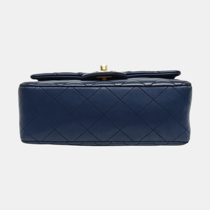 Chanel Classic Flap Rectangular Mini 2015 Navy Lambskin Gold Hardware