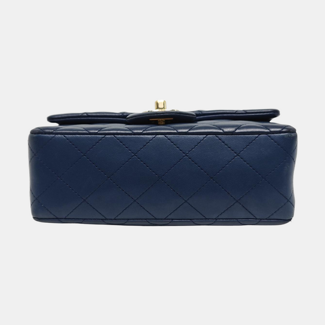 Chanel Classic Flap Rectangular Mini 2015 Navy Lambskin Gold Hardware