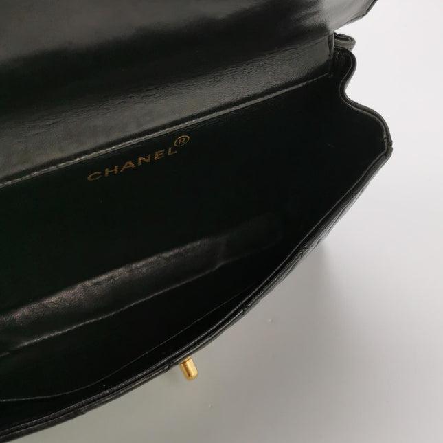 Chanel Double Sided Small Classic Flap Black Lambskin Leather 24k Gold Hardware, 1996-1997