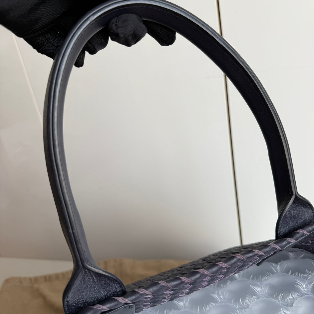 Bottega Veneta Cabat Small Intreccio Leather Tote Bag Navy