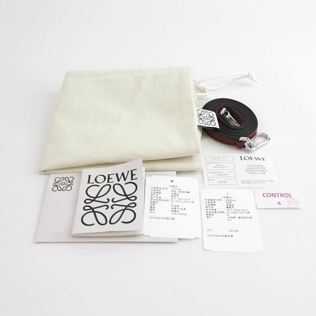 Sold Loewe Puzzle Mini Burgundy Calfskin Leather Crossbody Bag