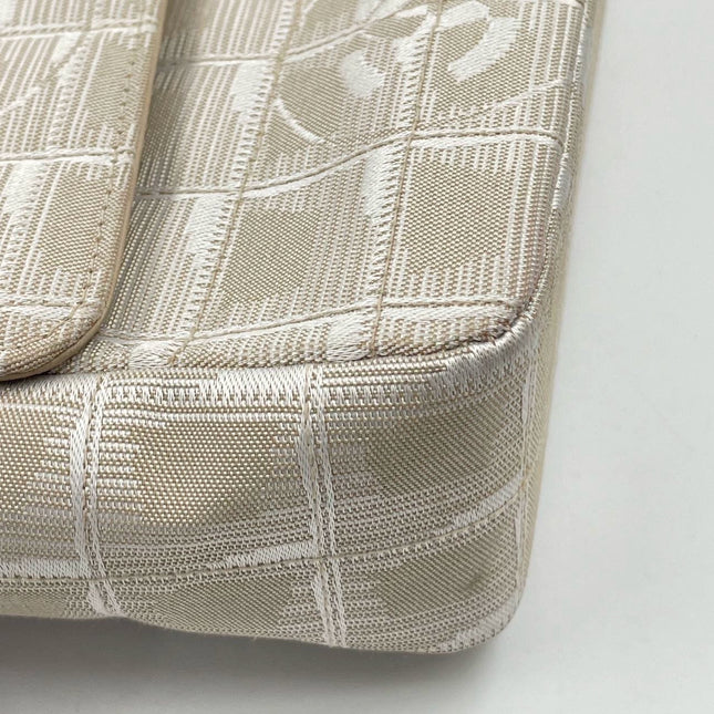 Chanel Beige Canvas Ice Cube Classic Flap 2000-2002 Travel Line Shoulder Bag