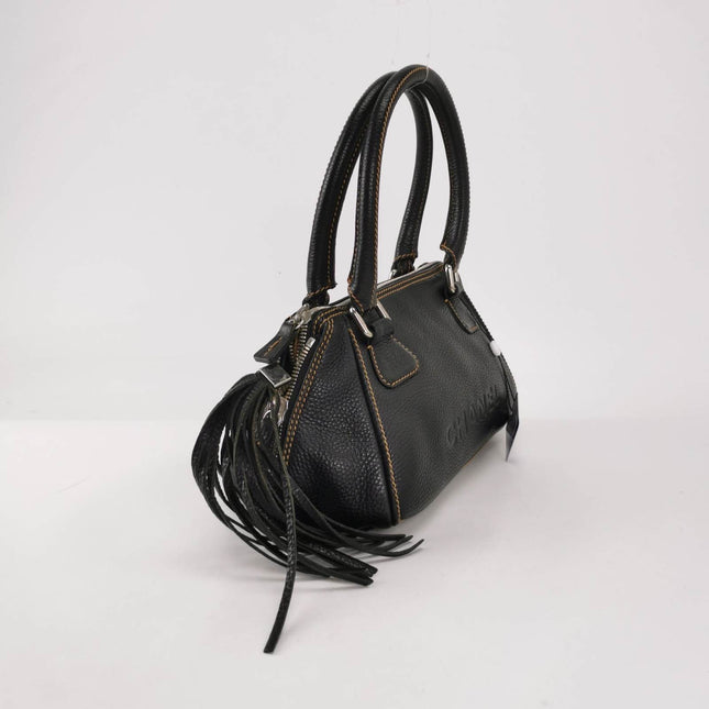 Sold CHANEL Calfskin Leather Tassel Medium Black Bowler bag