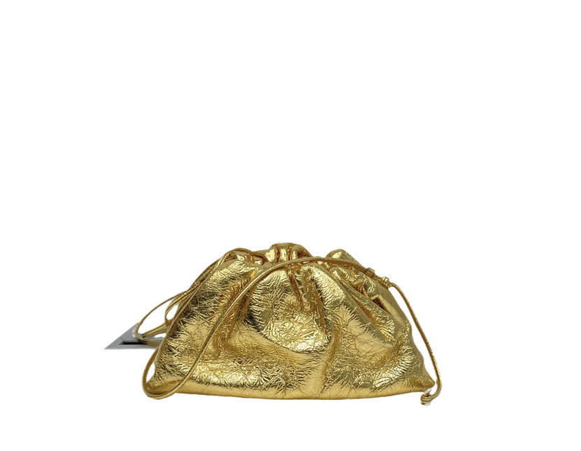 bottega veneta gold mini pouch