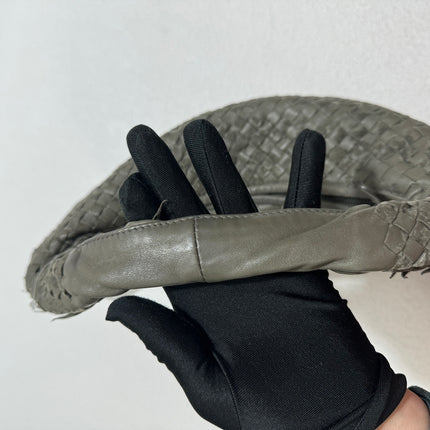 Bottega Veneta Veneta Hobo Medium Leather and Velvet Grey Green 41cm