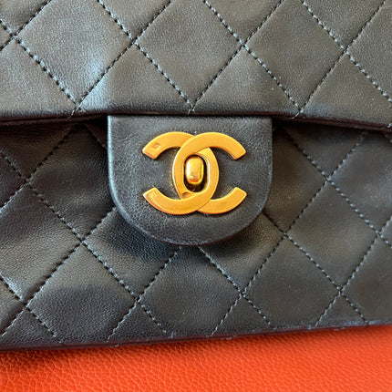 Chanel Vintage Classic Flap Mini Square Black Lambskin 24k Gold HW, 1989-1991