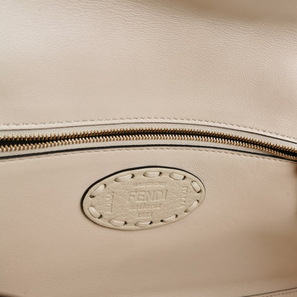 Fendi Baguette Selleria Medium Off White Cream Calfskin Leather Crossbody Bag Medium