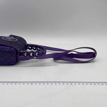Versace La Medusa Mini Crystal Embellished Top Handle Bag in Purple