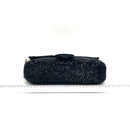 Fendi Baguette Vintage Black Glitter Beads Shoulder Bag