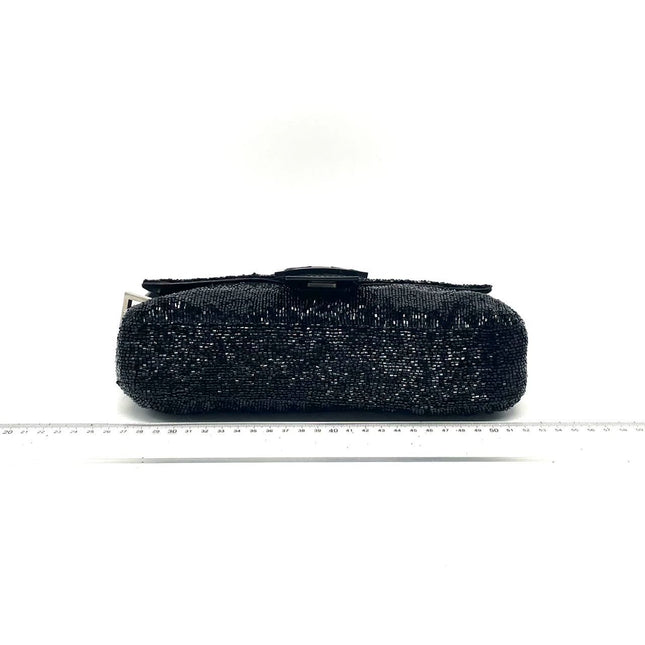 Fendi Baguette Vintage Black Glitter Beads Shoulder Bag