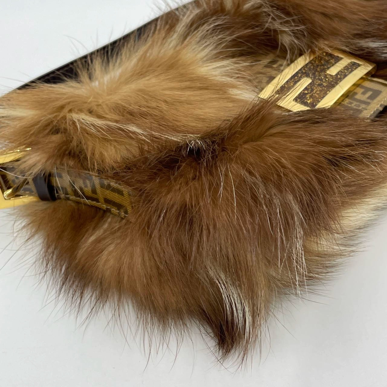 Fendi Baguette RARE Skunk Fur Vinyl Zucchino Strap Tobacco Multicolor