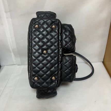 Chanel Cambon Multi-pocket Ligne Reporter Bag Large Black Calfskin Leather White Logo