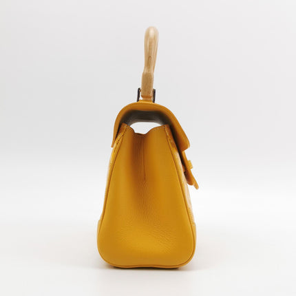 Goyard Saigon Mini Yellow Canvas and Leather Wooden Top Handle Crossbody Bag