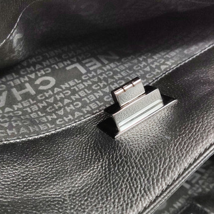 Chanel Cerf Executive East West Black Caviar Leather Handbag