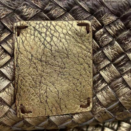 Bottega Veneta Cabat Large Intreccio Deerskin Leather Tote Bag Gold