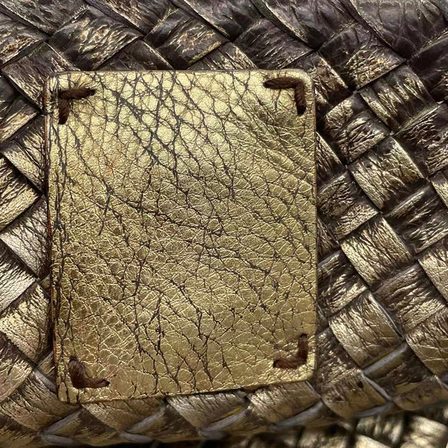 Bottega Veneta Cabat Large Intreccio Deerskin Leather Tote Bag Gold