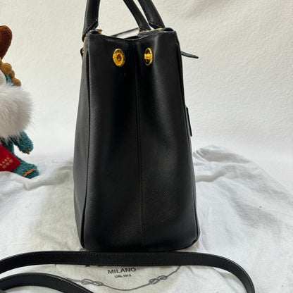 Prada Galleria Saffiano Leather Medium Black Handbag 33cm