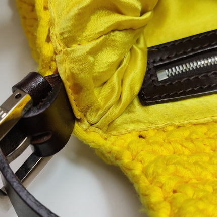 Fendi Mamma Baguette Bag Yellow Crochet Shoulder Bag