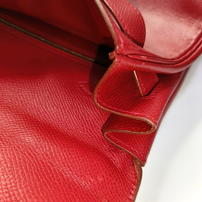 Hermes Kelly 32 Retourne Rouge Vif Red Epsom Leather Gold Hardware 1997