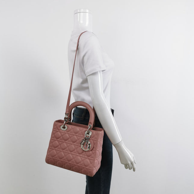 Sold Lady Dior 2012 Medium Pink Cannage Leather Handbag