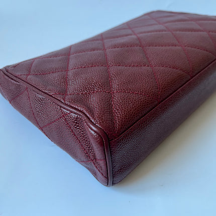 Chanel Vintage Burgundy Caviar Leather Shoulder Bag 24k Gold HW