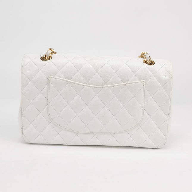 Chanel Classic Flap Medium 2010 White Caviar Leather Gold Hardware